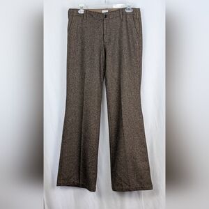 GAP Women's Low Rise Wool Trousers Brown With Gold Metallic